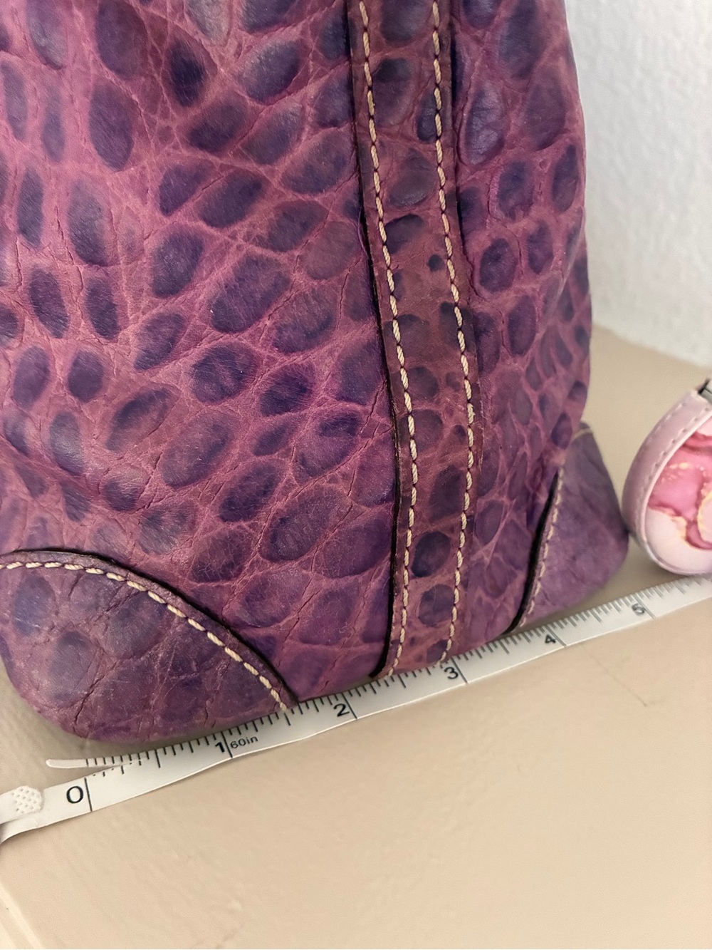 Dooney & Bourke Purple Embossed Croc Leather Satchel Shoulder Bag Y2K - Picture 14 of 16